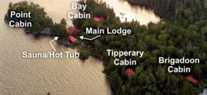 Aerial view of Manitou Weather Station fishing resort