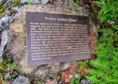 Historic Plaque for Walter Lester Glass, namesake of Glass Bay on the Lower Manitou