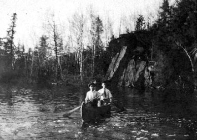 Historic canoe on the Manitou in the gold mining era