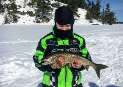 Ice Fishing Ontario Lake trout at Manitou