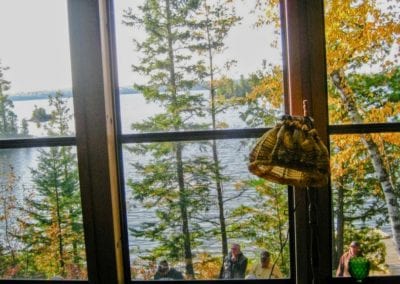 View out over lake Manitou from the screened porch in Tipperary cabin