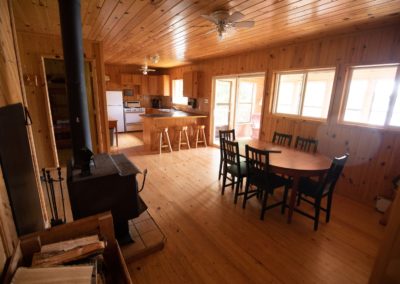 Kitchen and dining room of bay cabin