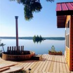 Hot Tub and Sauna with view over lake Manitou