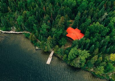 Tipperary cabin aerial view with red roof